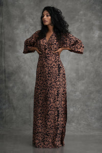 Kimono Dress - Batik - Brown and Black
