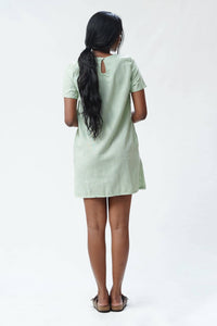 Saki - Sage Mini Linen dress