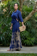 Load image into Gallery viewer, UDDAMI Ruched Maxi (Navy Tie-Dye)
