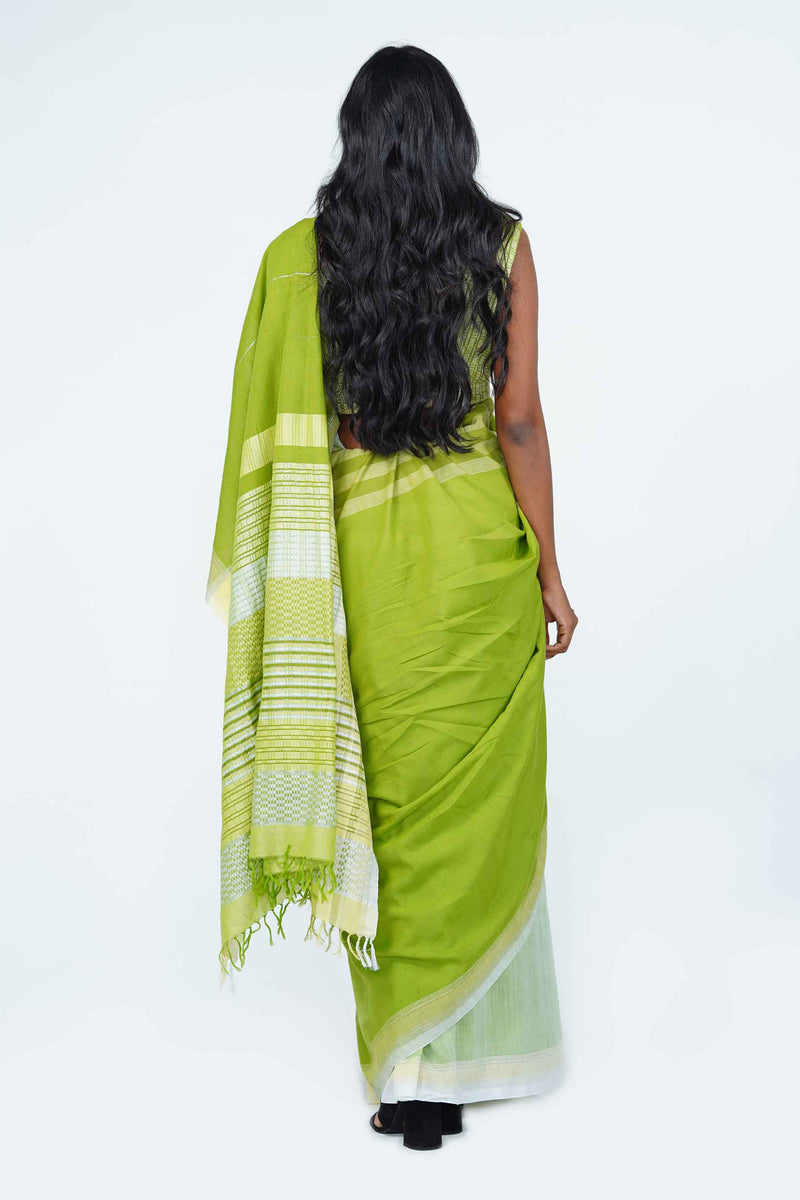 Urban Drape Vintage Denim Handwoven Saree