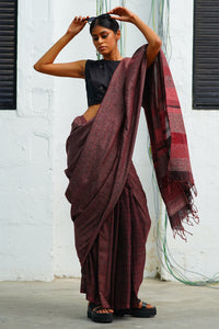 Urban Drape Dark Rose Handwoven Saree