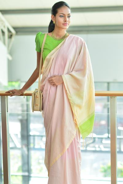 Urban Drape Peach Coral Saree - Fashion Market.LK