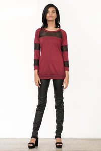 Raglan sleeve mesh mix sweatshirt featuring rib cuffs - Fashion Market.LK