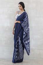 Load image into Gallery viewer, Urban Drape Navy Tribe Saree - Fashion Market.LK

