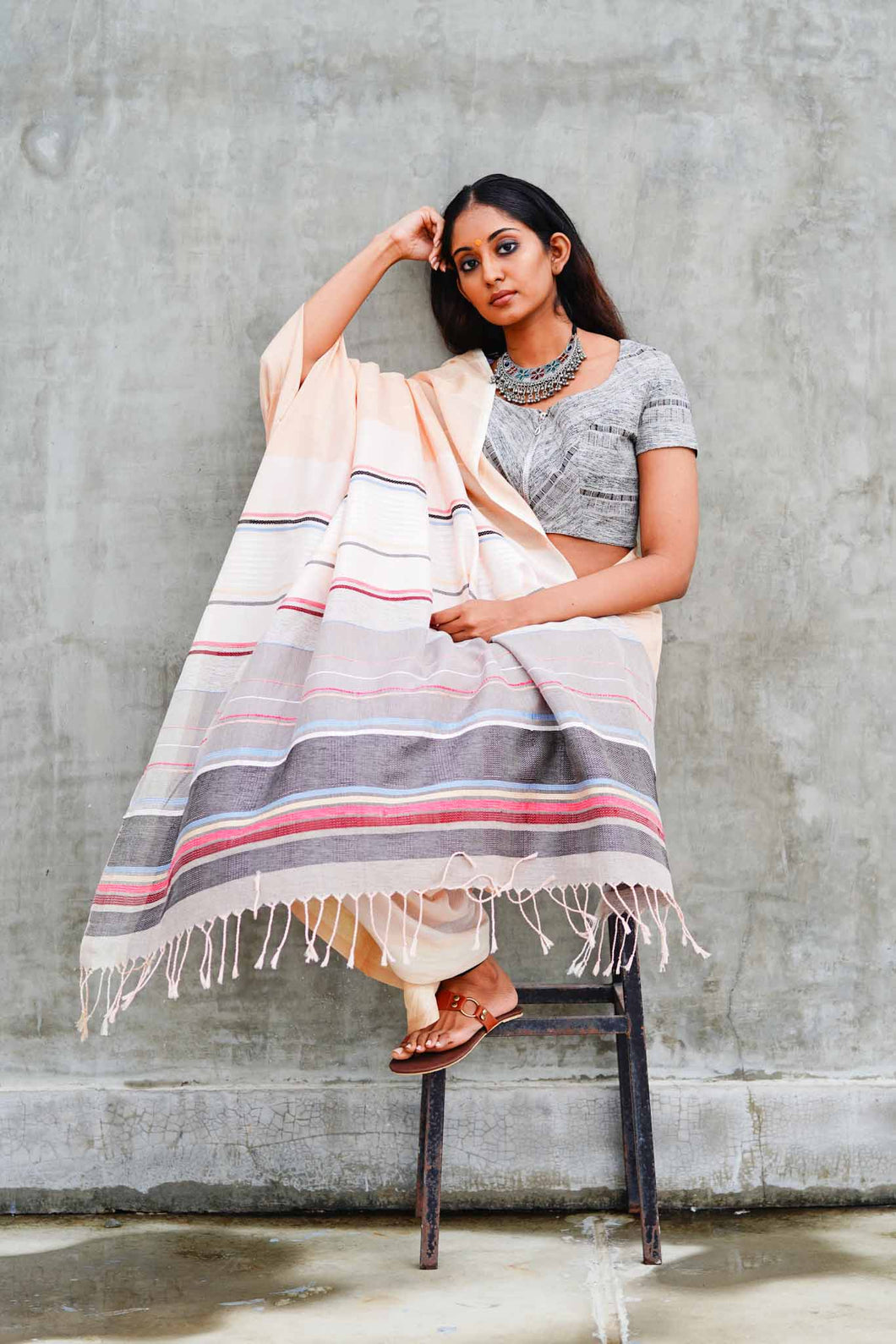 Urban Drape Paler Tones Of Nude Handwoven Saree