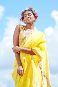 Urban Drape Lure Yellow  Handwoven Saree