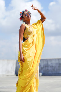 Urban Drape Lure Yellow  Handwoven Saree