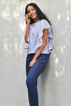 Load image into Gallery viewer, Top with ruffled sleeves -Stripe - Fashion Market.LK
