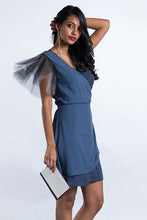 Load image into Gallery viewer, Tulle Sleeve Gray Wrap Dress - Fashion Market.LK

