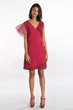 Load image into Gallery viewer, Tulle Sleeve Maroon Wrap Dress - Fashion Market.LK

