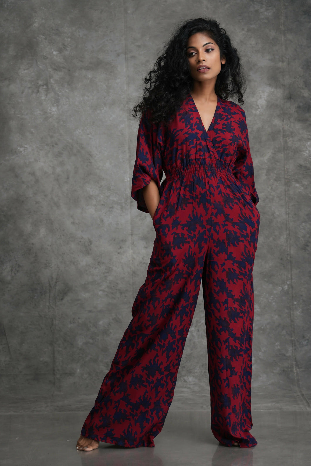 Kimono Jumpsuit - Batik - Blue and Red