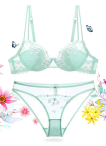 Dark Angels Intimates - SOIS A MOI WITH LINED CUPS - SEA GREEN - BRA & PANTY