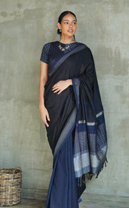 Urban Drape Ebony Pearl Handwoven Saree