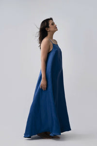 Shiny Blue Alokha Maxi Dress