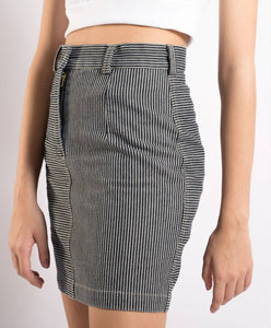 Navy Blue and White Striped Short Skirt