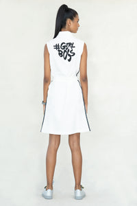 Girl Boss Blazer Dress (White)