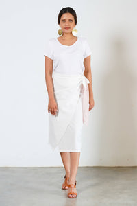MENDES CEYLON - White Si Wrap Skirt