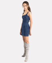 Load image into Gallery viewer, Denim Chambray Corset Mini Dress
